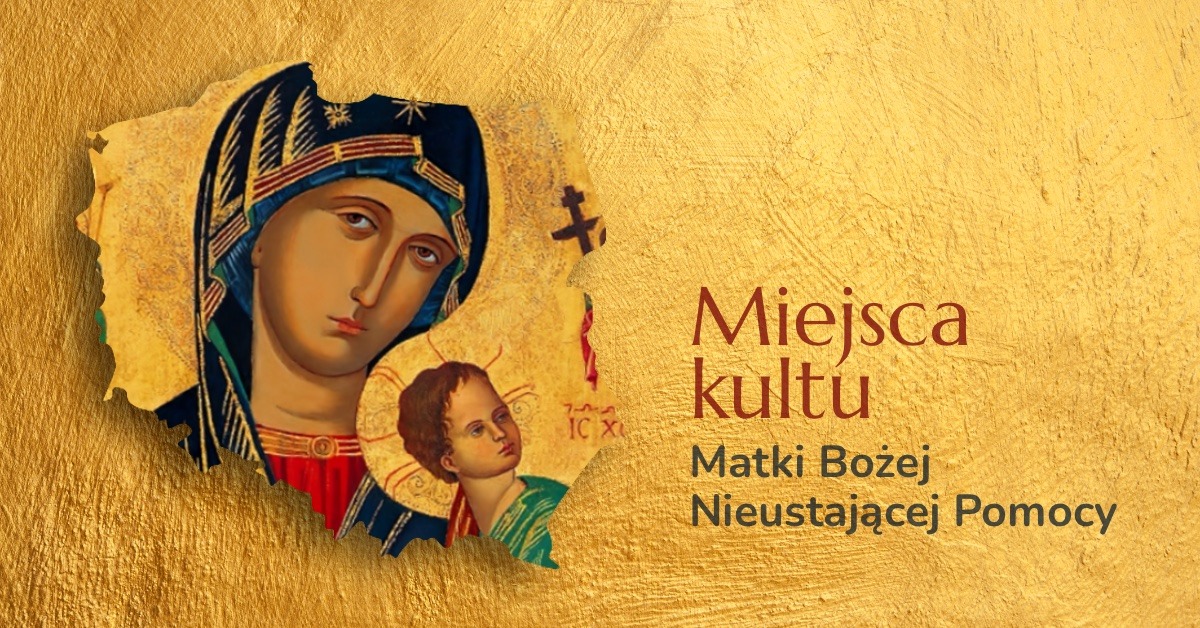 Ikona Matki Bożej Nieustającej Pomocy na złotym tle