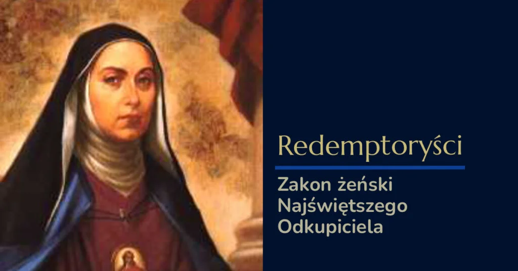 Portret zakonnicy w habicie z napisem Redemptoryści