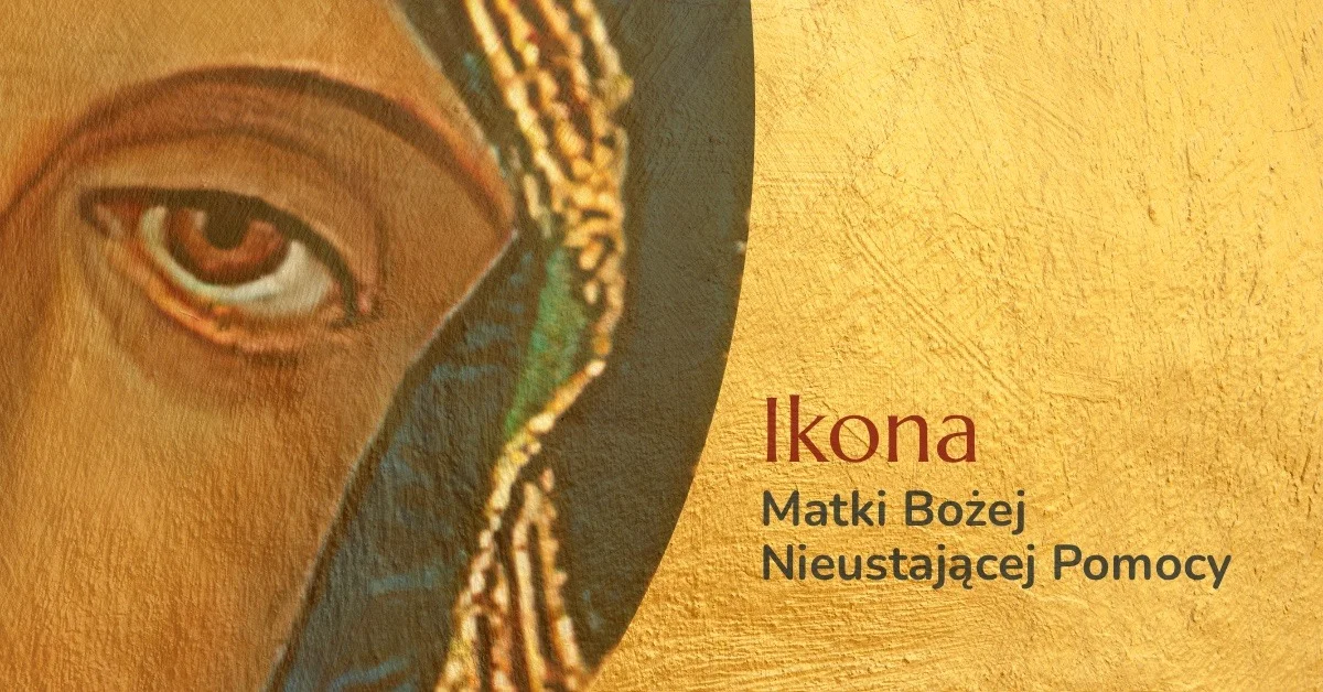 Ikona Matki Bożej Nieustającej Pomocy na złotym tle